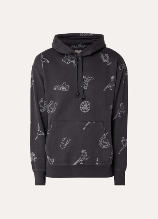 Levi's Hoodie met print - voorkant antraciet