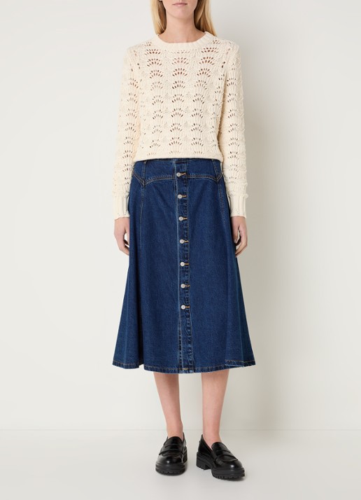 Levi's Hope grofgebreide trui met opengewerkt dessin - voorkant 2 creme