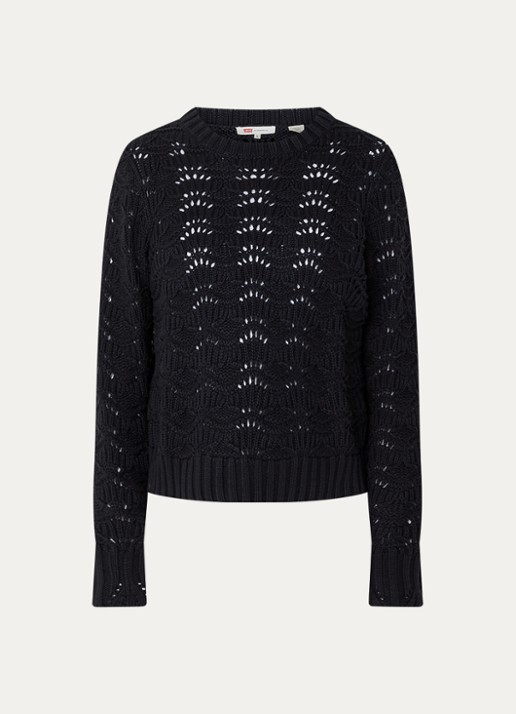Levi's Hope grofgebreide trui met ronde hals - voorkant zwart