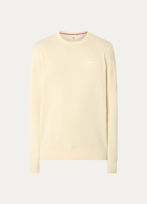 Levi's Housemark pullover van piqué katoen - voorkant 2 lichtgeel