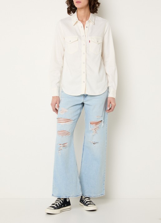 Levi's Iconic blouse met logo - voorkant 3 beige
