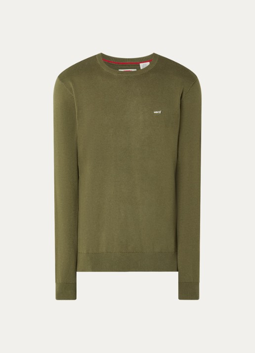 Levi's Ivy fijngebreide pullover met logo - voorkant 2 mosgroen