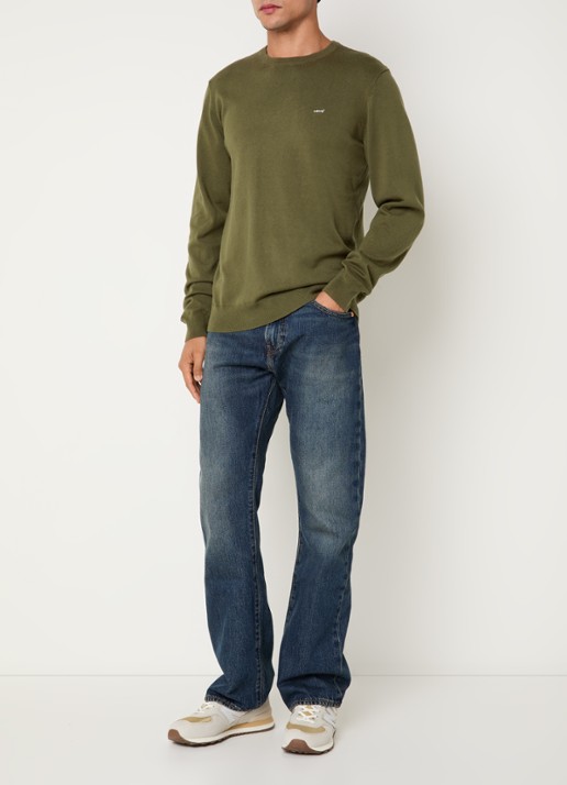 Levi's Ivy fijngebreide pullover met logo - voorkant 3 mosgroen