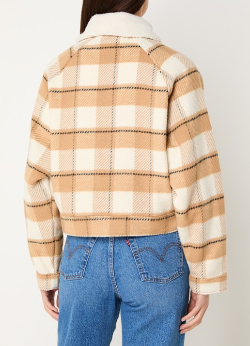 Levi's Jack in wolblend met ruitdessin - achterkant 3 beige