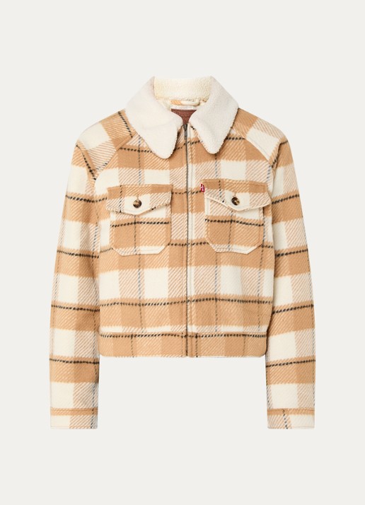 Levi's Jack in wolblend met ruitdessin - voorkant 4 beige