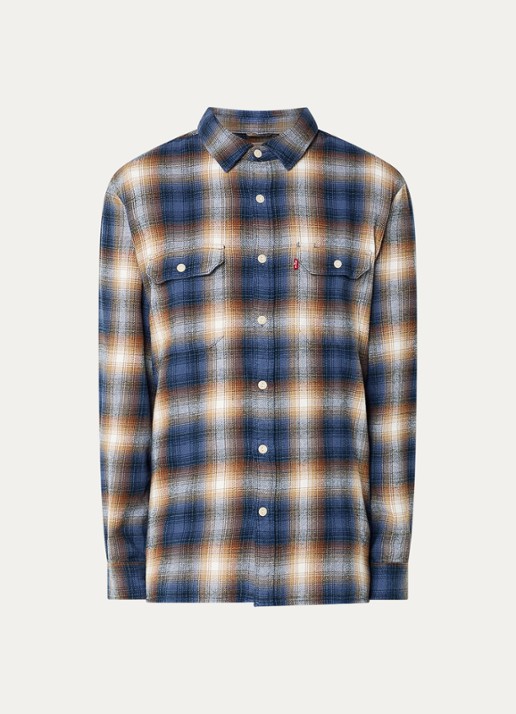 Levi's Jackson overshirt met ruitdessin - voorkant 3 indigo