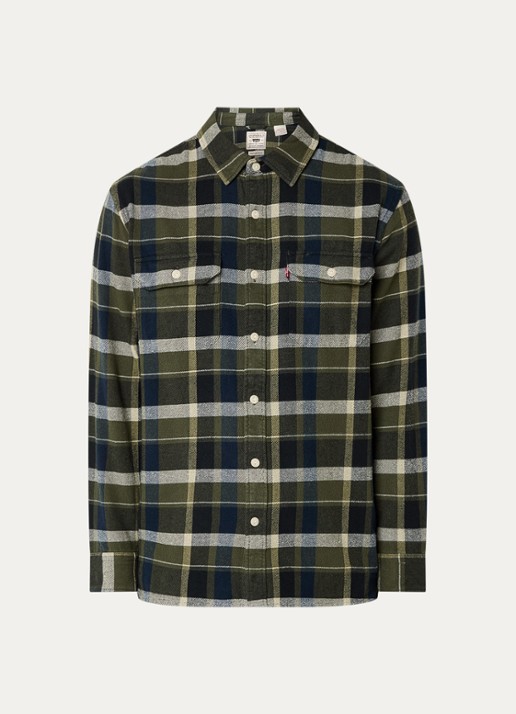 Levi's Jackson overshirt met ruitdessin - voorkant legergroen