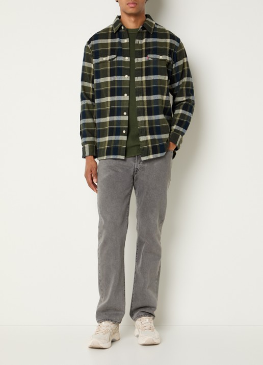 Levi's Jackson overshirt met ruitdessin - voorkant 2 legergroen