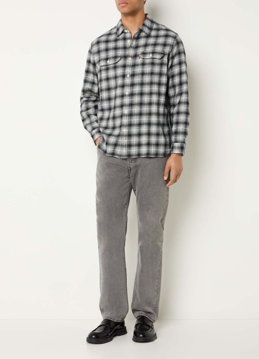 Levi's Jackson regular fit overshirt met ruitdessin - voorkant 2 zwart