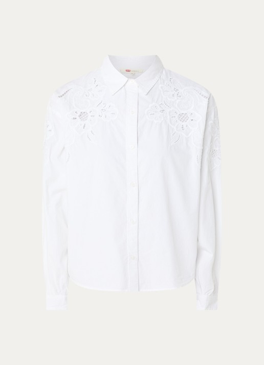 Levi's Janie blouse met broderie - voorkant wit