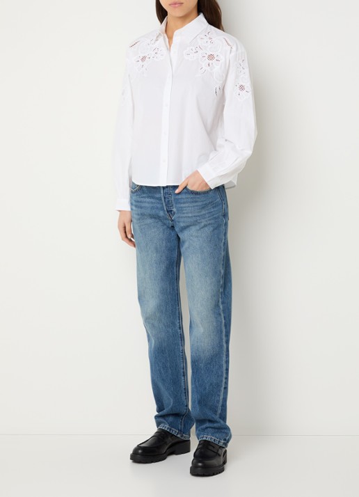 Levi's Janie blouse met broderie - voorkant 2 wit