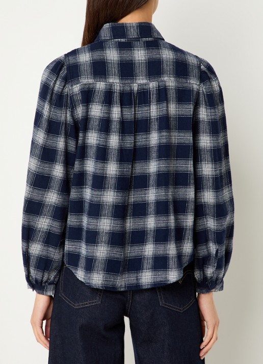 Levi's Journey Western blouse met ruitdessin - achterkant 4 donkerblauw