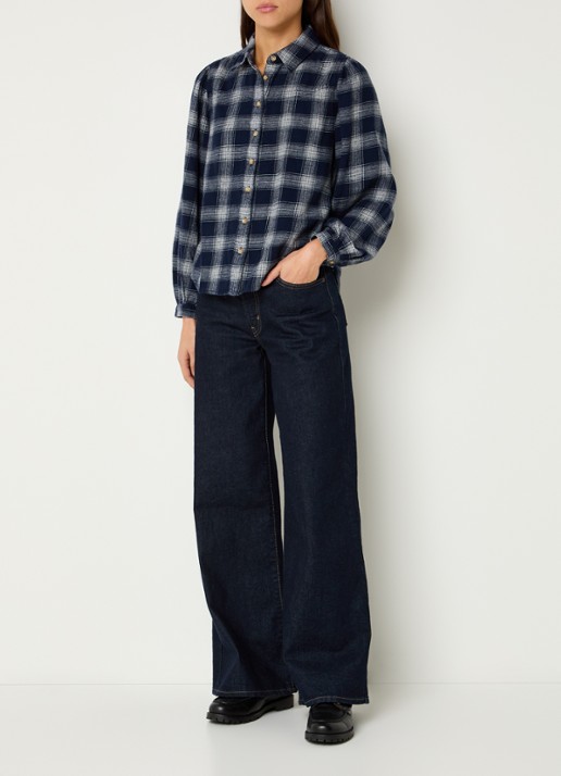 Levi's Journey Western blouse met ruitdessin - voorkant 2 donkerblauw