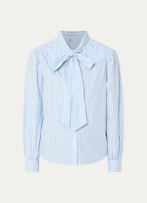 Levi's Judice blouse met streepprint - voorkant 3 lichtblauw