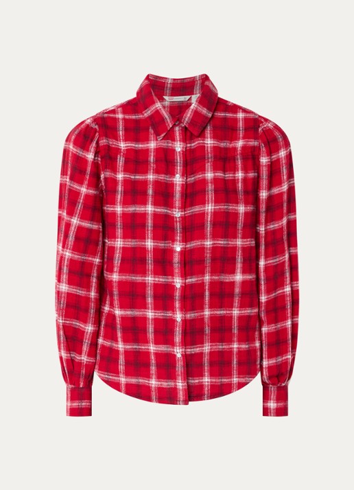 Levi's Juna blouse met ruitdessin - voorkant rood