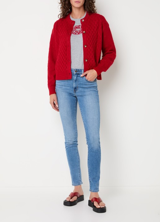 Levi's Kabelgebreid vest in wolblend - voorkant 3 rood