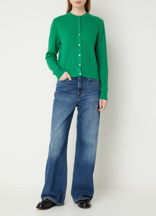 Levi's Kabelgebreid vest met ronde hals - voorkant 3 groen