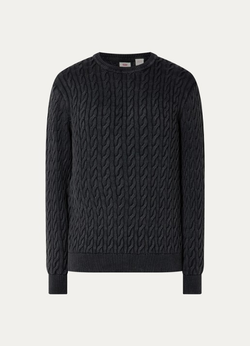 Levi's Kabelgebreide trui met ronde hals - voorkant 2 antraciet