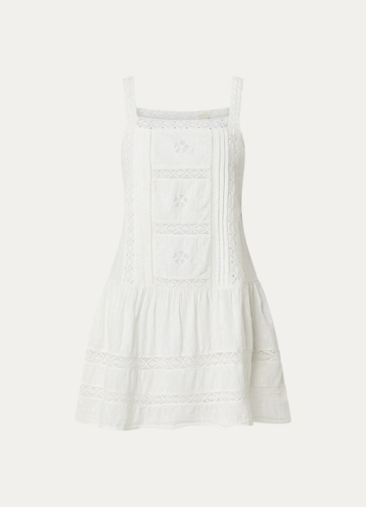 Levi's Kate mini jurk met broderie - voorkant wit