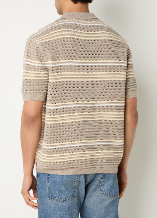 Levi's Laguna polo met opengewerkt dessin - achterkant donkerkhaki