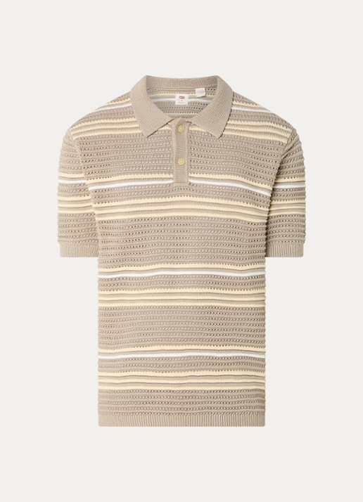 Levi's Laguna polo met opengewerkt dessin - voorkant 2 donkerkhaki