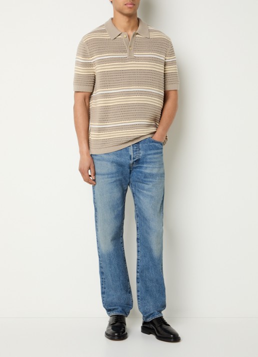 Levi's Laguna polo met opengewerkt dessin - voorkant 3 donkerkhaki
