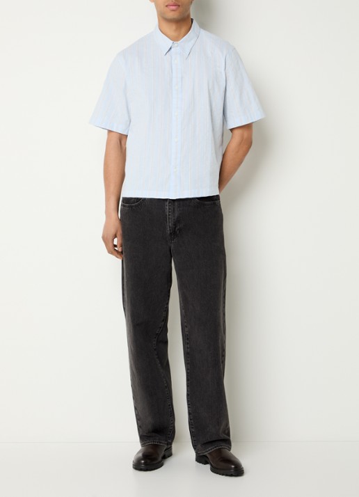 Levi's Lama comfort fit overhemd met streepprint - voorkant 4 lichtblauw