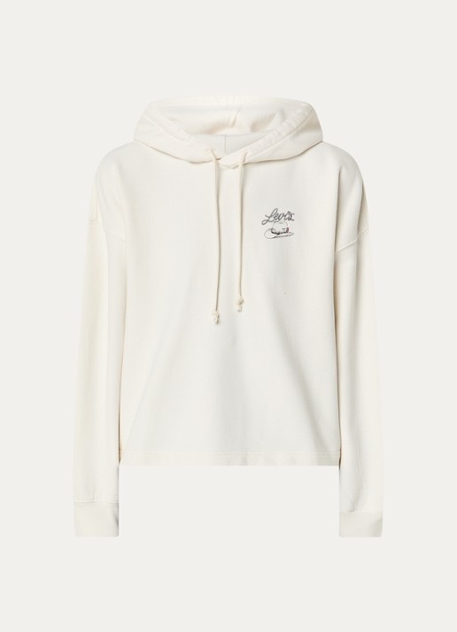 Levi's Leo hoodie met logo- en backprint - voorkant 2 gebroken wit