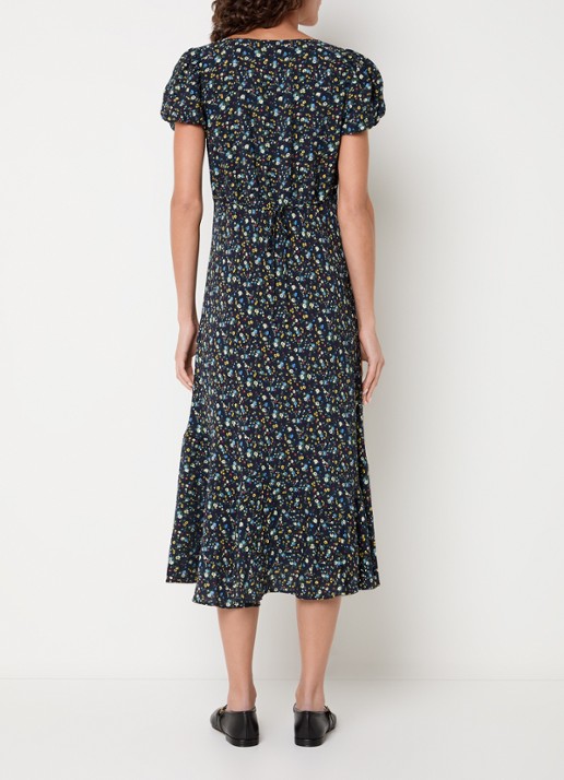Levi's Lira midi jurk met bloemenprint - achterkant 3 donkerblauw