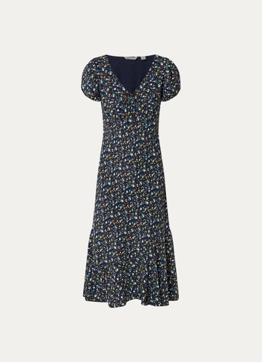 Levi's Lira midi jurk met bloemenprint - voorkant donkerblauw
