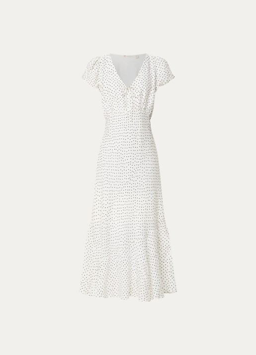 Levi's Lira midi jurk met stippenprint - voorkant 3 gebroken wit