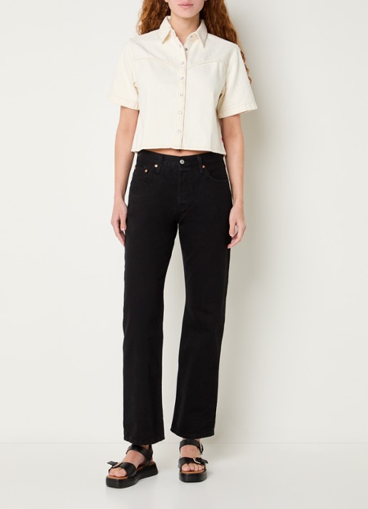 Levi's Logan blouse van denim - voorkant 4 gebroken wit