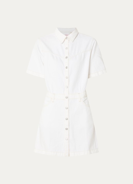 Levi's Logan mini denim jurk met steekzakken - voorkant wit