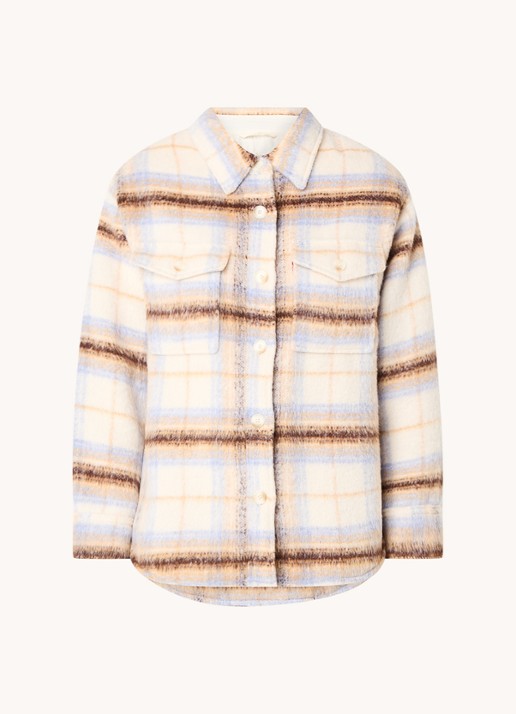 Levi's Lola overshirt in wolblend met ruitdessin en borstzakken - voorkant 2 beige