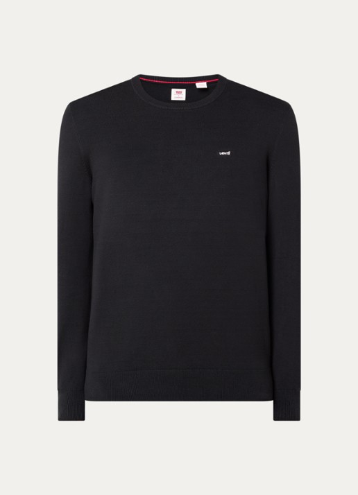 Levi's Longsleeve met logoborduring - voorkant zwart