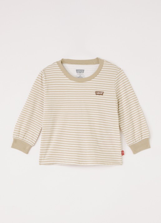Levi's Longsleeve met streepprint - voorkant beige