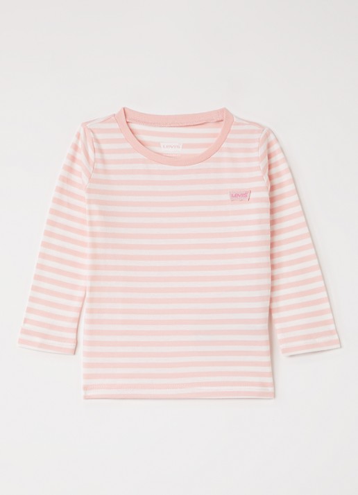 Levi's Longsleeve met streepprint - voorkant 2 roze