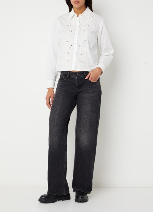 Levi's Low waist straight fit jeans met gekleurde wassing - voorkant 3 zwart