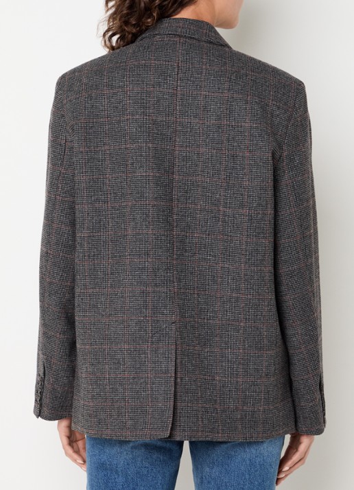 Levi's Luna blazer in wolblend met ruitdessin - achterkant 4 donkergrijs