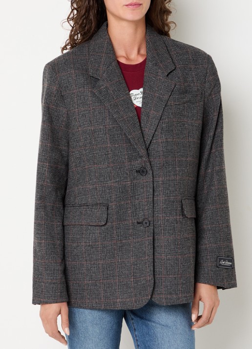 Levi's Luna blazer in wolblend met ruitdessin - detail donkergrijs
