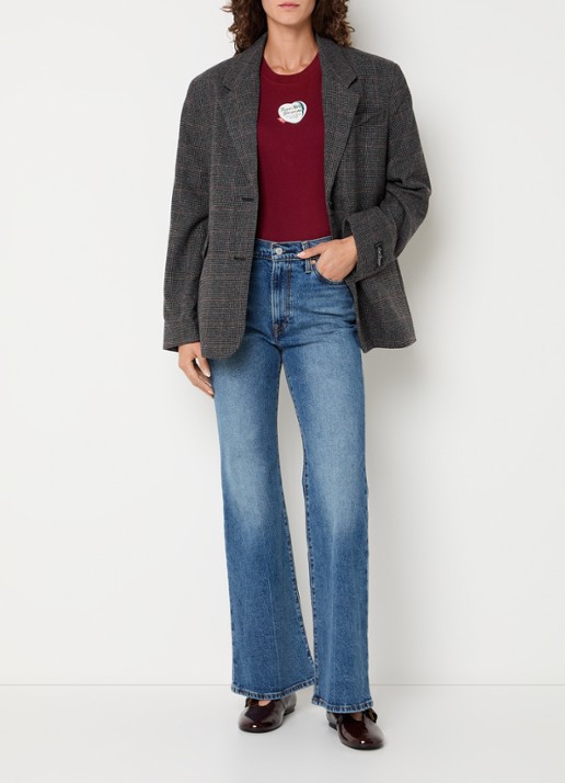 Levi's Luna blazer in wolblend met ruitdessin - voorkant 3 donkergrijs