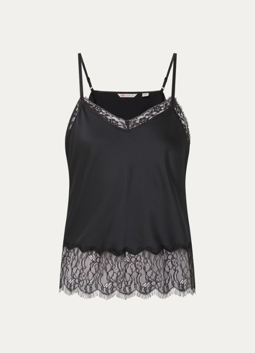 Levi's Lynn top met details van kant en spaghetti bandjes  - voorkant 2 zwart