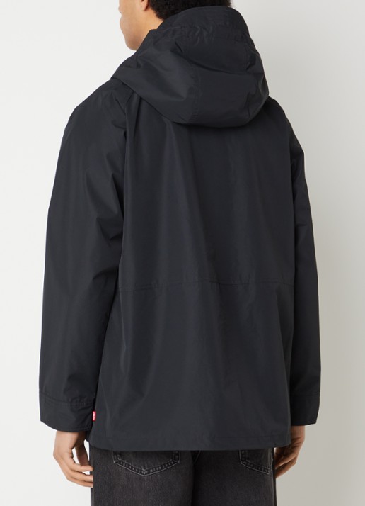 Levi's Marina parka met klepzakken en waterafstotende coating - achterkant zwart