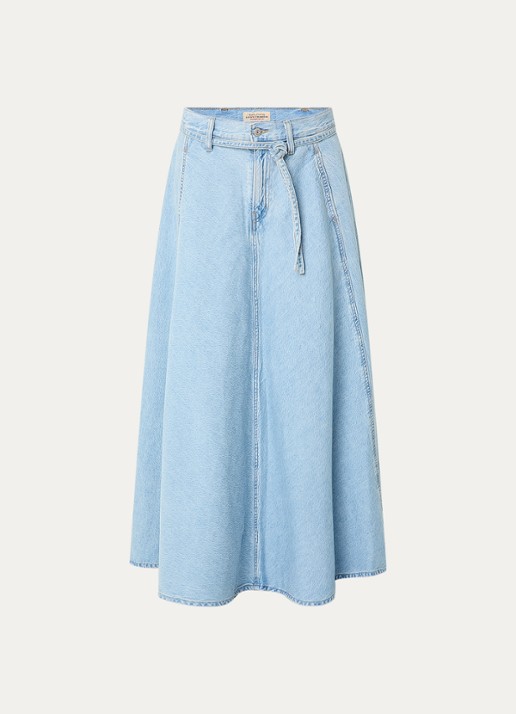 Levi's Maxi rok van denim - voorkant 2 indigo
