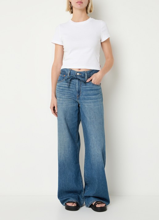 Levi's Mid waist wide leg jeans met medium wassing - voorkant 5 indigo