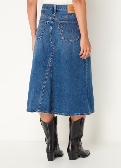Levi's Midi A-lijn spijkerrok - achterkant 3 indigo
