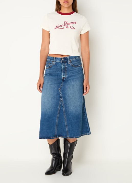 Levi's Midi A-lijn spijkerrok - voorkant 2 indigo