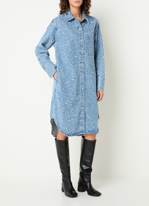 Levi's Midi denim blousejurk met structuur
