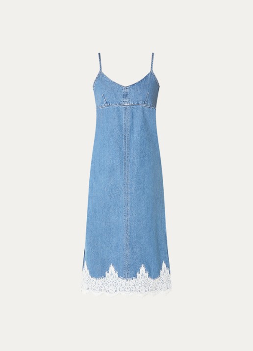 Levi's Midi denim jurk met details van kant - voorkant 3 indigo