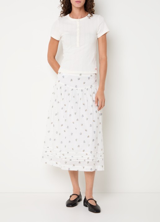 Levi's Midi rok met bloemenprint - voorkant 2 wit